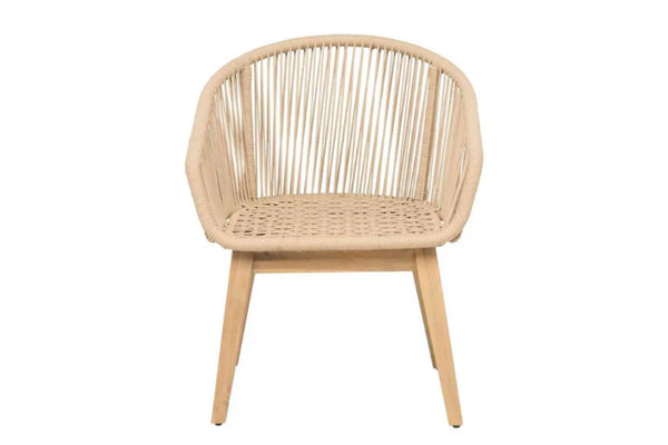 Wicker chair with wooden frame on a white background