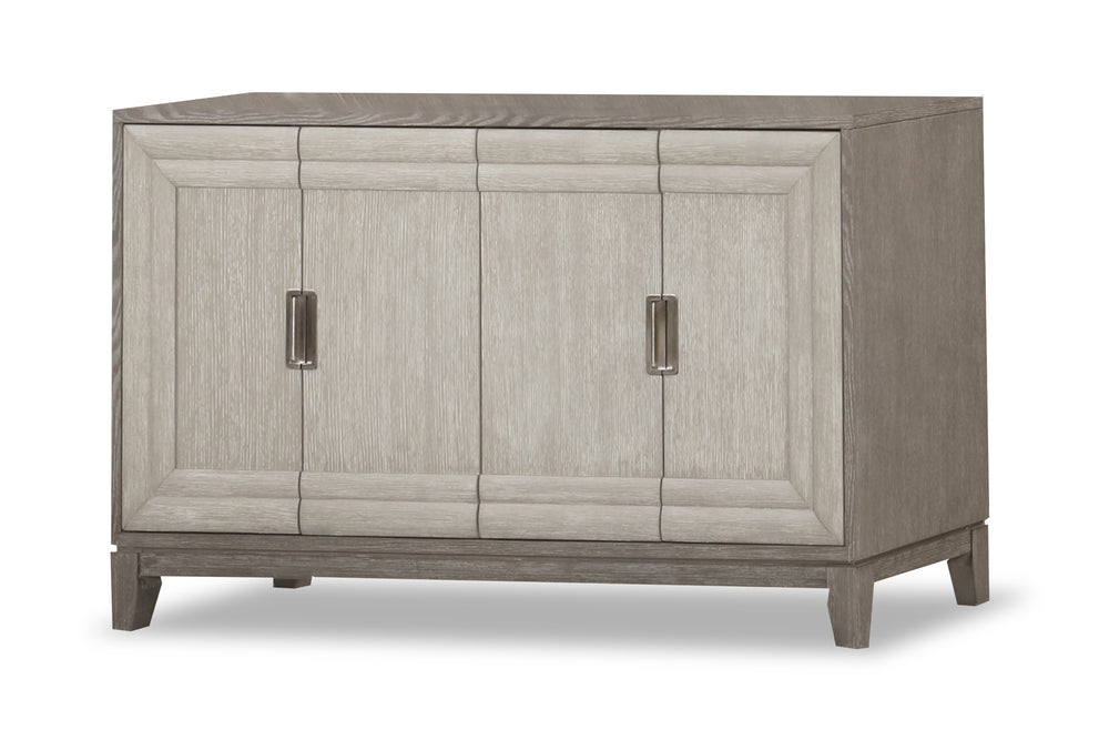 Servidor de madera, color gris con 4 puertas en fondo blanco