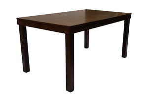 Mesa de Comedor de Madera color marrón en un fondo blanco.