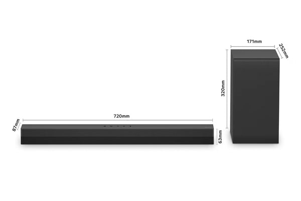 Objeto rectangular negro con dimensiones etiquetadas sobre un fondo blanco