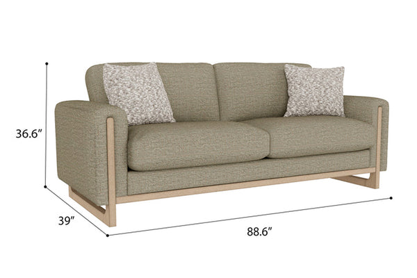 Sutton Sofa W/Wood Base&2 Pillows