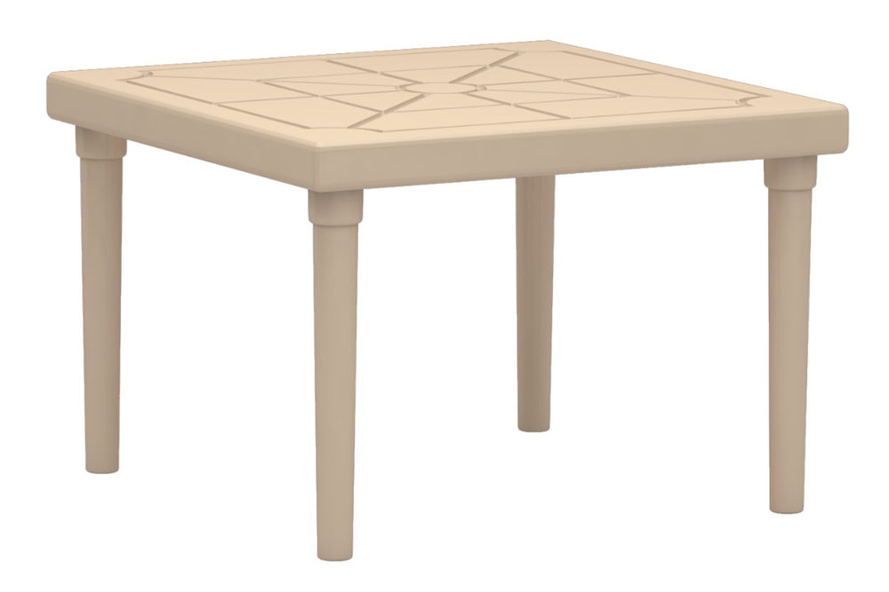 Beige square table on a white background