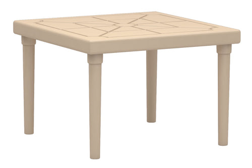 Beige square table on a white background