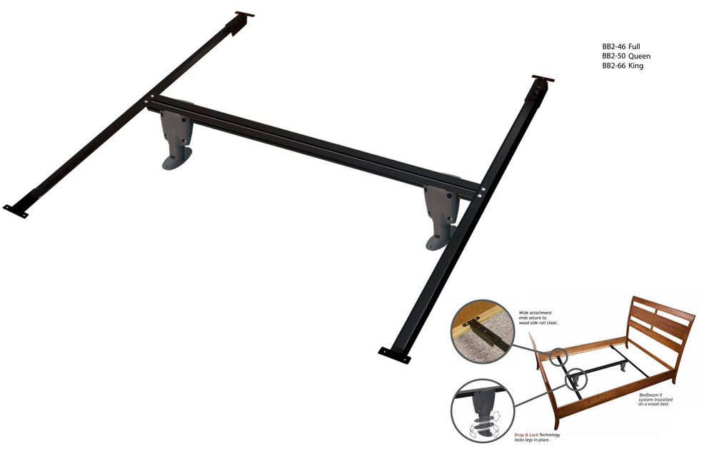Bed frame assembly diagram with labeled parts