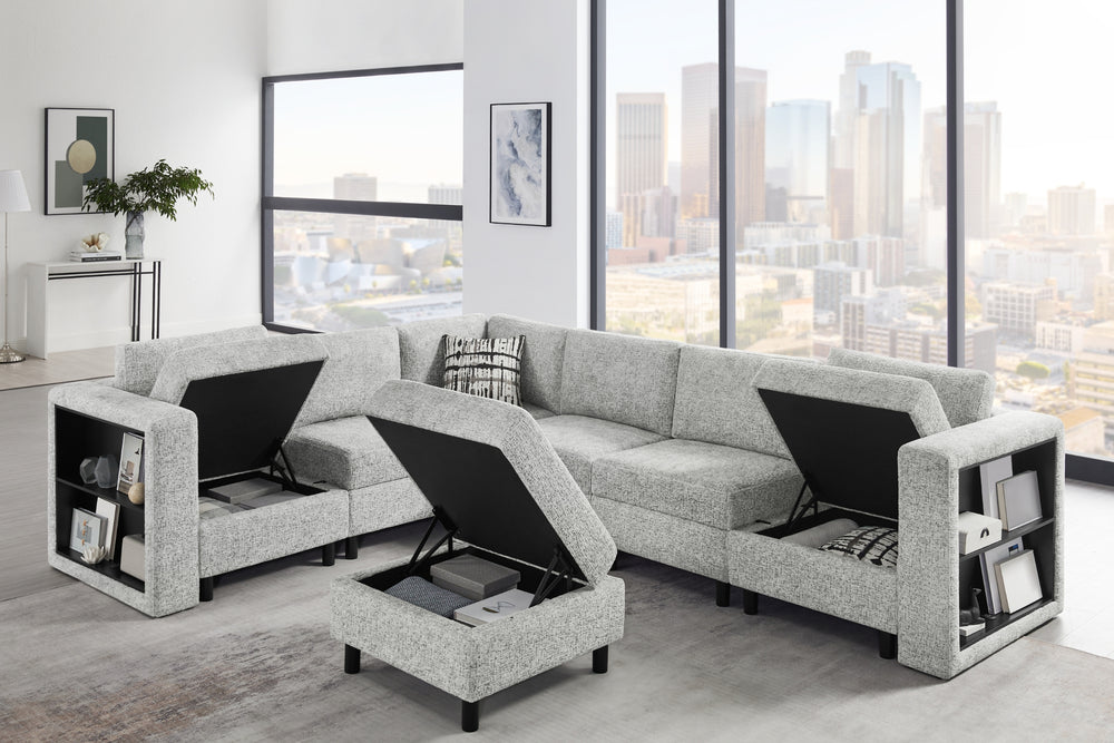 U8270 Sectional W/Strg/Bkcase/Otto