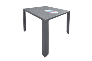 Gray outdoor table with a geometric pattern on a white background
