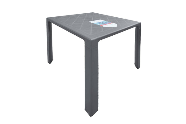 Gray outdoor table with a geometric pattern on a white background
