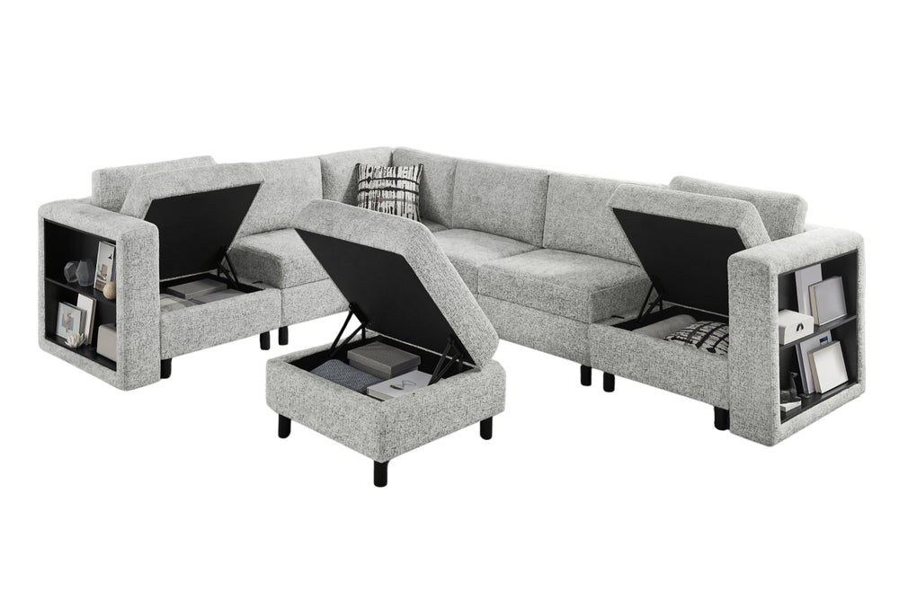 U8270 Sectional W/Strg/Bkcase/Otto