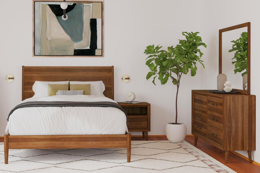 Bettie Cama Queen, Gavetero con Espejo & Mesa de Noche