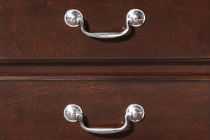 Closeup of two drawers of the nightstand.
