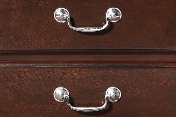 Closeup of two drawers of the nightstand.