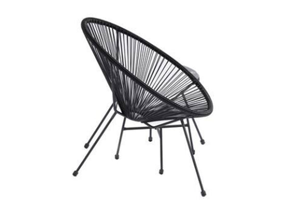 Black woven chair on a white background