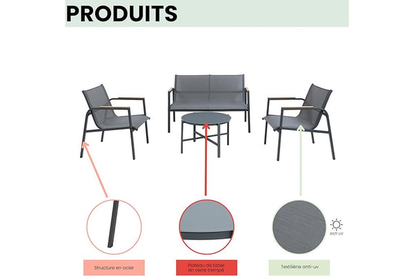 Harris Loveseat con 2 Sillas & Mesa