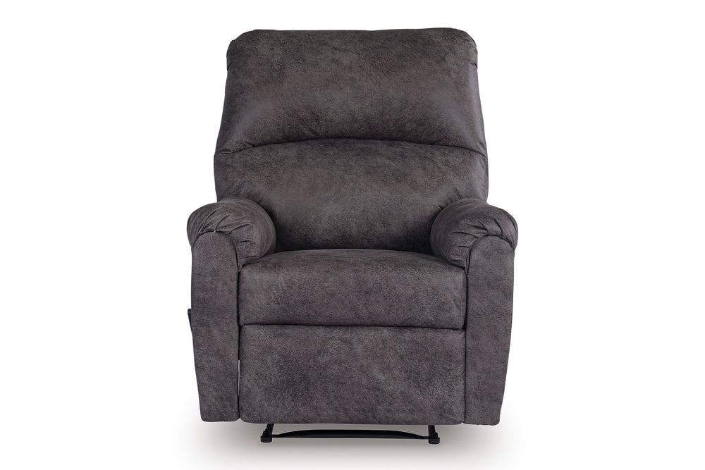Sillón reclinable gris sobre fondo blanco