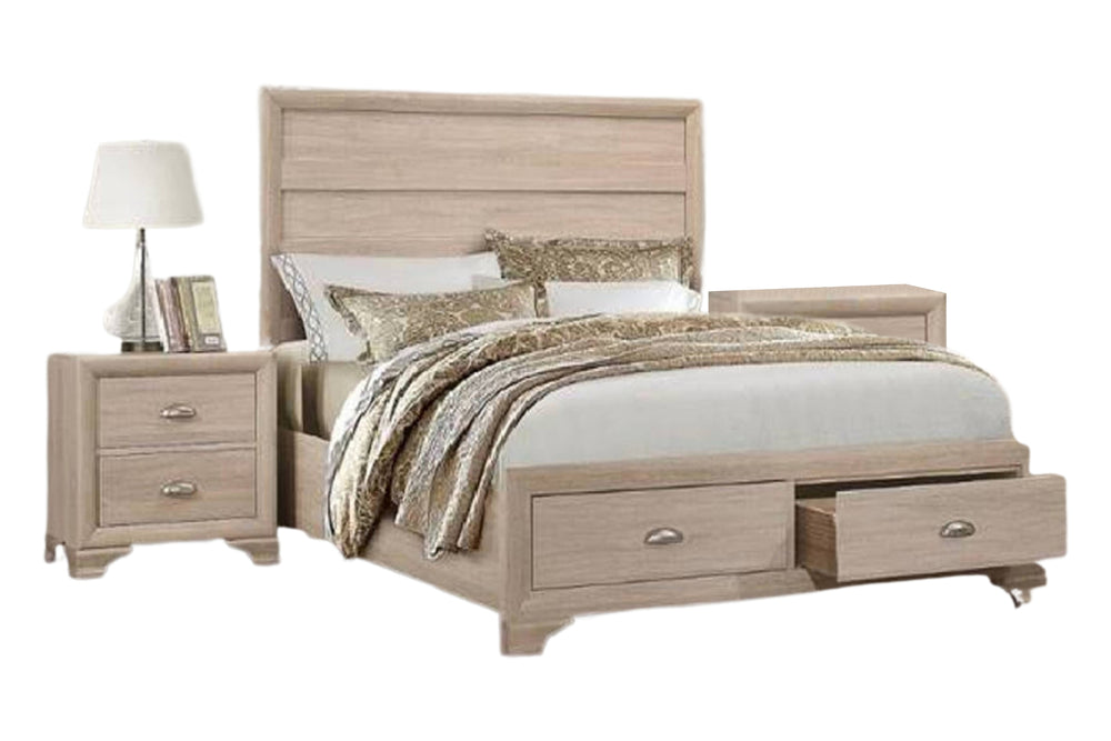 Burlington Cama King con Almacenamiento & 2 Mesas de Noches