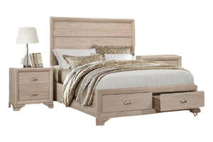 Burlington Cama King con Almacenamiento & 2 Mesas de Noches