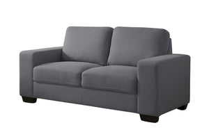Loveseat de color gris en un fondo blanco