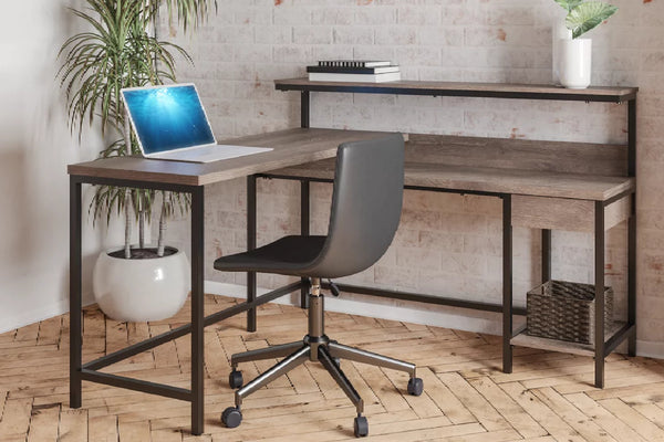 Alenbry 55" L-Shaped Home Office Desk with Shelf