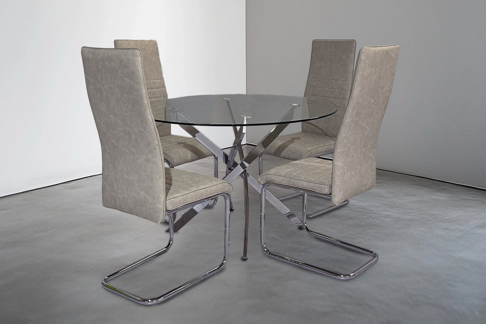 Murano Mesa de Comedor Redonda con 4 Sillas