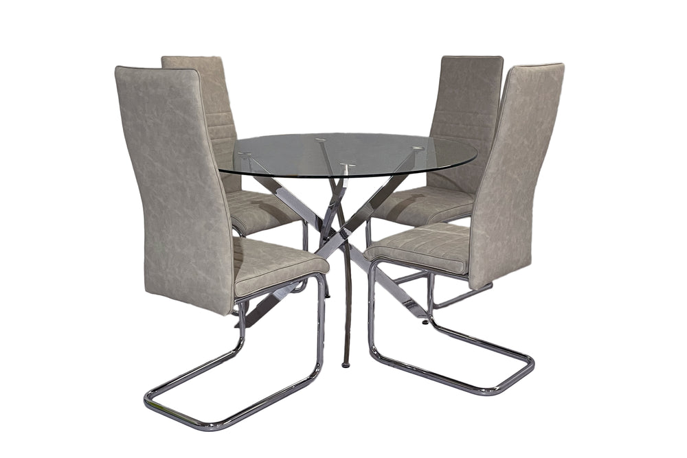 Murano Mesa de Comedor Redonda con 4 Sillas