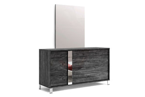 Fabelli-italia Emmagray Cama con Gavetero y Espejo & Mesa de Noche