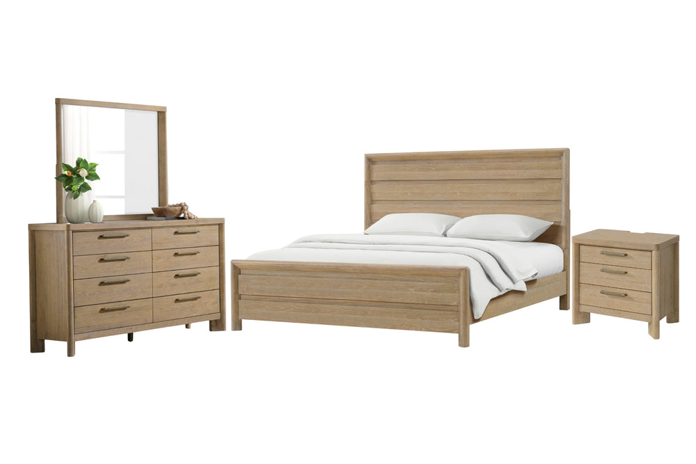 Pacific Cama, Gavetero con Espejo & Mesa de Noche