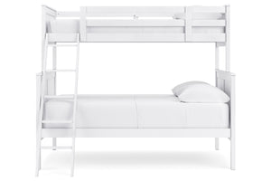 Litera de metal blanca con mattress y almohada sobre fondo blanco.