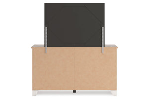 Gavetero y espejo despalda sobre fondo blanco