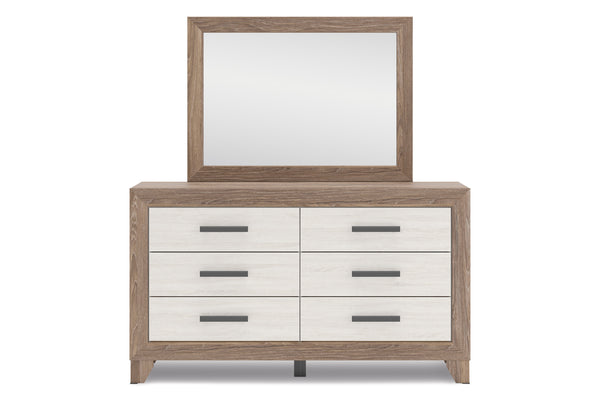 Gavetero con espejo sobre fondo blanco