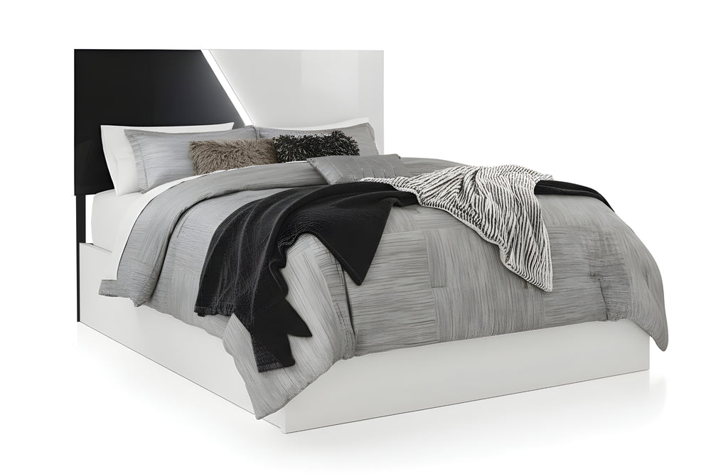 Una cama blanco y negro sobre un fondo blanco.