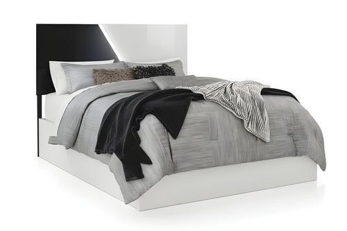 Una cama blanco y negro sobre un fondo blanco.