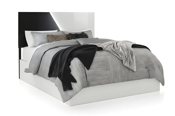 Una cama blanco y negro sobre un fondo blanco.