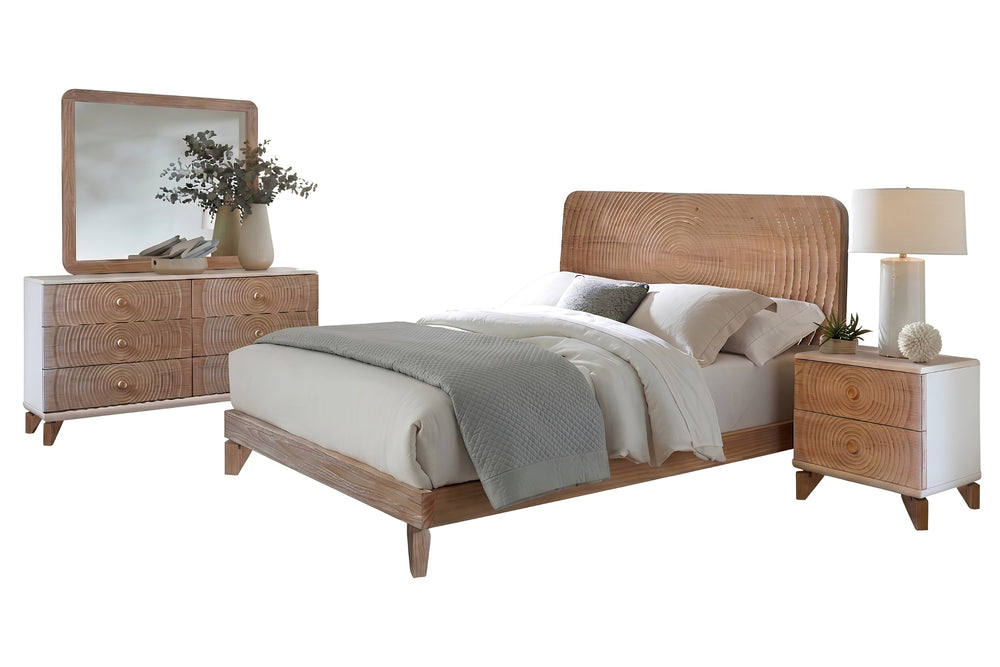 Ripples Cama Full, Gavetero con Espejo & Mesa de Noche