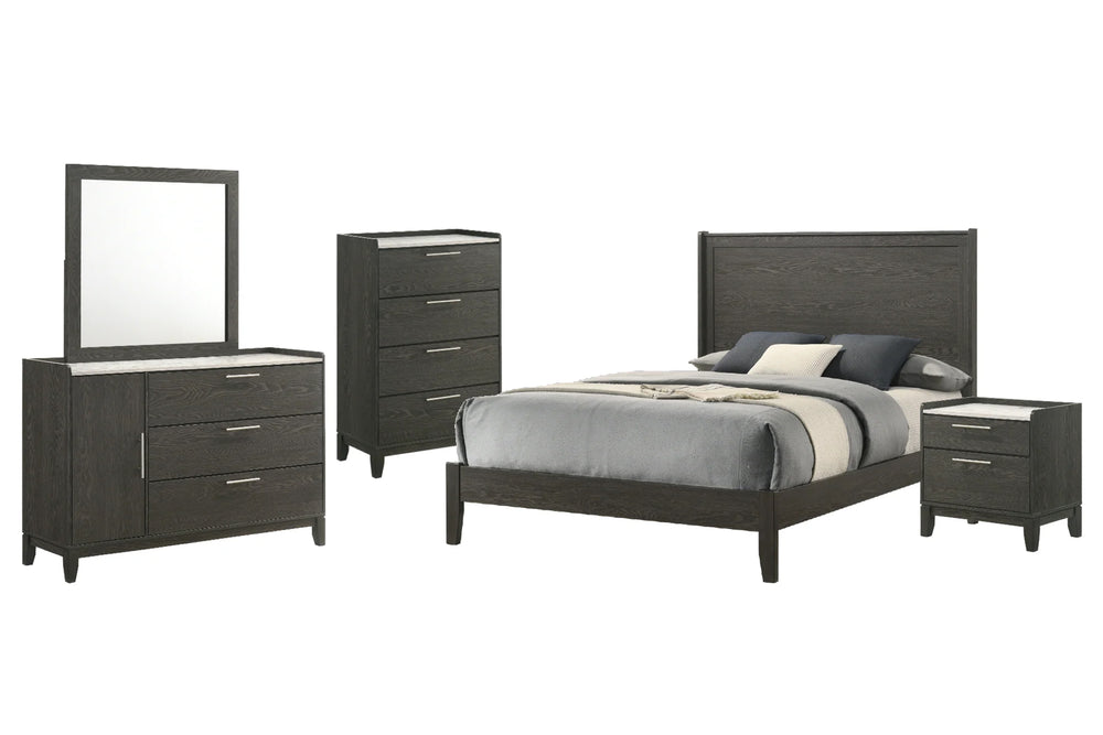 Joe Cama Queen, Gavetero con Espejo, Mesa de Noche & Chest 
