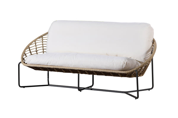 Loveseat para patio exterior con cojines blancos