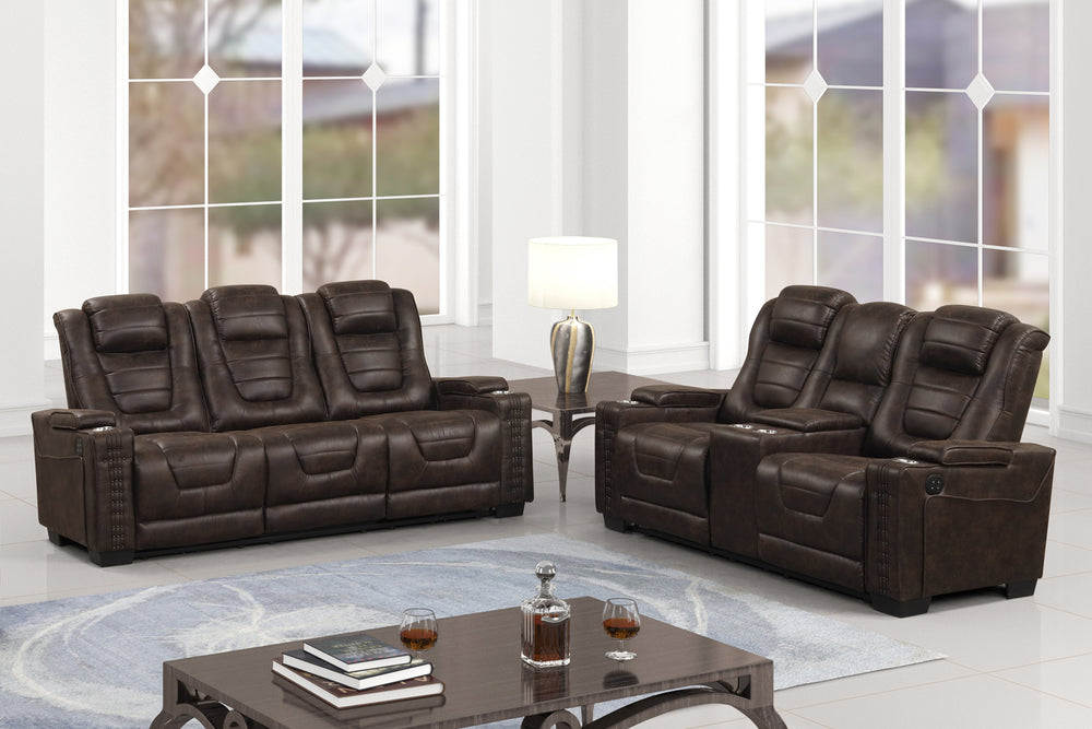 D1695a Sofá & Loveseat con Consola Reclinable Eléctrico