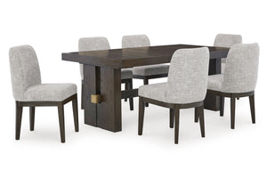 Ashley Burkhaus Rect Ext Table/6Uph Side Chair