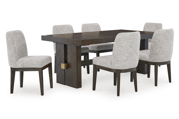 Ashley Burkhaus Rect Ext Table/6Uph Side Chair