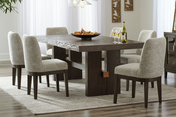 Ashley Burkhaus Rect Ext Table/4Uph Side Chair