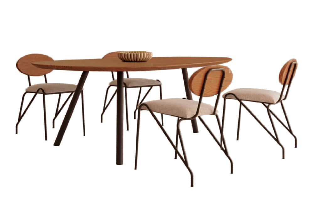 Westbrook Triangular Dining Table/4Chairs Set | Solid Wood