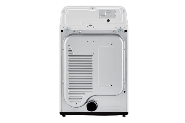 Parte trasera de la secadora eléctrica LG con salida de ventilación y conexiones para instalación. Diseño funcional que facilita el montaje y el correcto flujo de aire durante el secado.