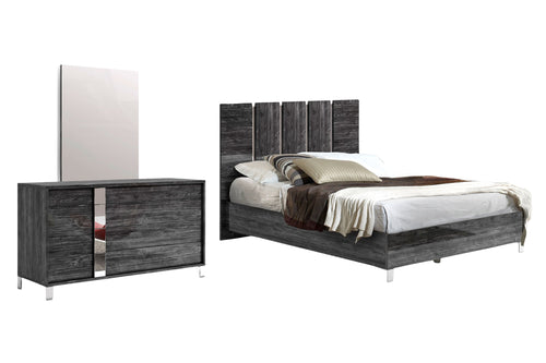 Fabelli-italia Emmagray Bed/Dresser/Mirror Set