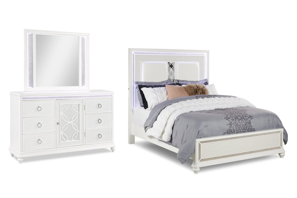 Glamour Cama con Gavetero y Espejo