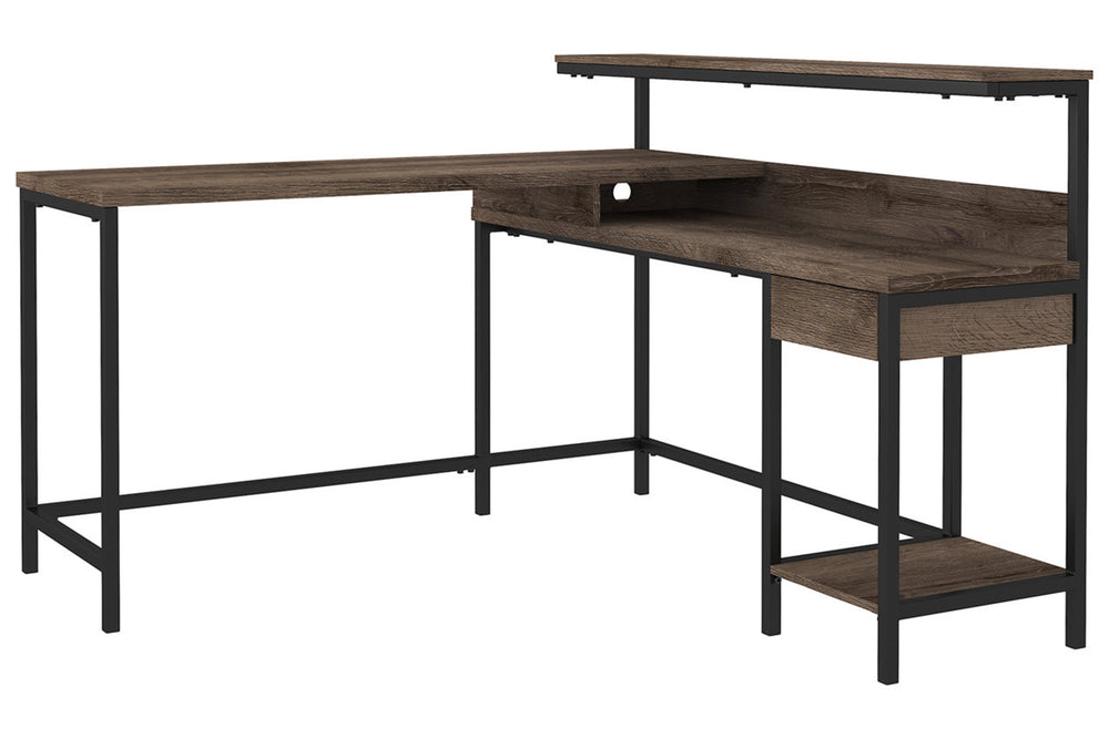 Alenbry 55" L-Shaped Home Office Desk with Shelf