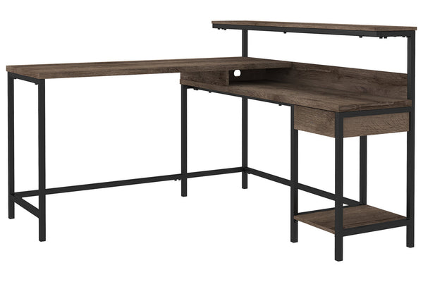 Alenbry 55" L-Shaped Home Office Desk with Shelf