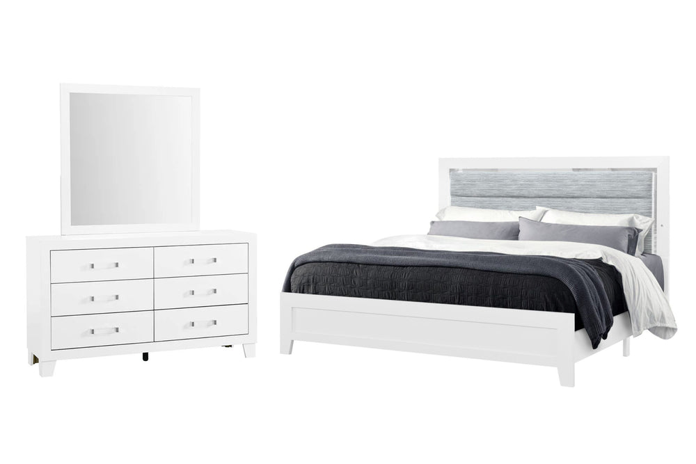 Luccia Cama Queen & Gavetero con Espejo