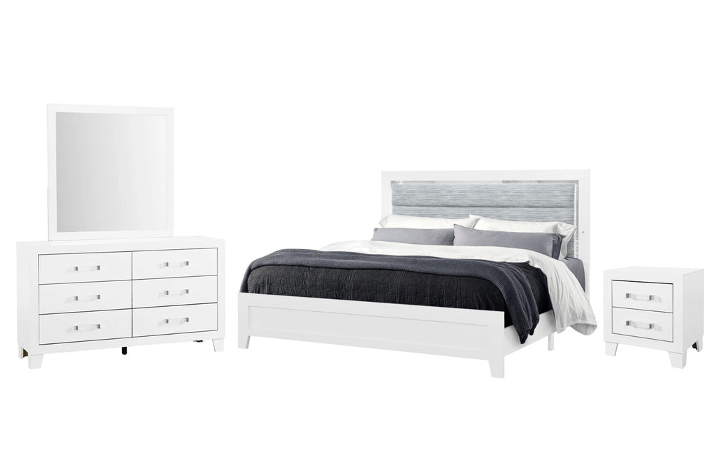 Luccia Cama Queen, Gavetero con Espejo & Mesa de Noche