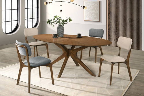 Lux Oval Dining Table W/4Chair Set