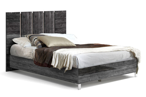 Fabelli-italia Emmagray Cama con Gavetero y Espejo & Mesa de Noche