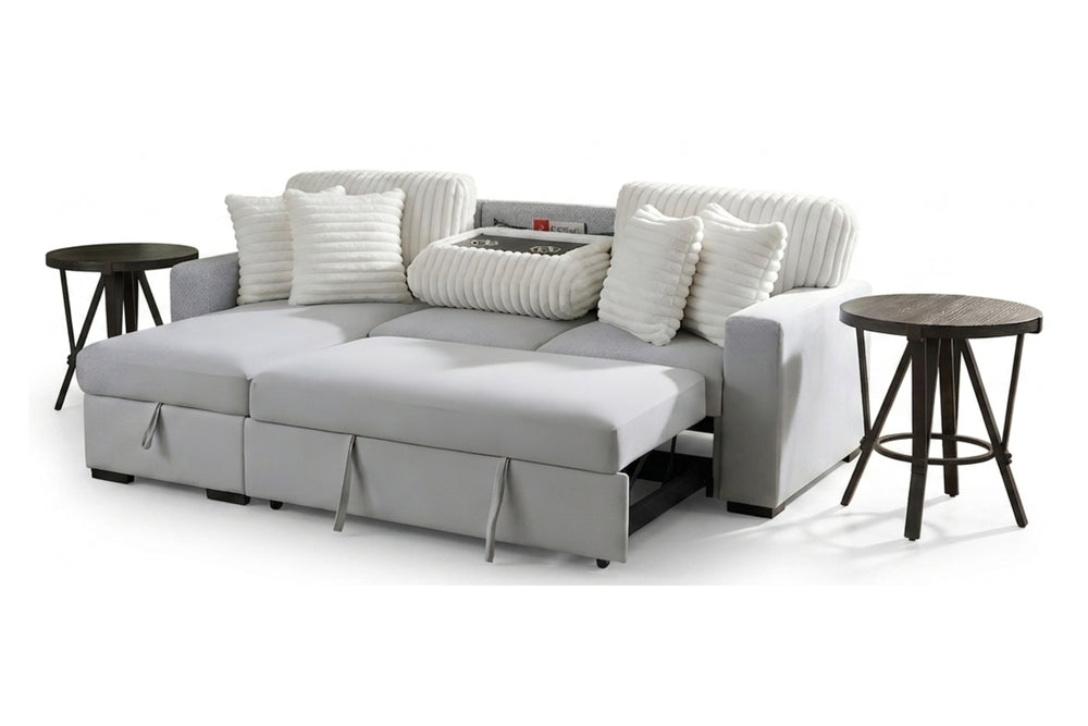 Sofá Chaise con Almacenamiento & 2 Mesas de Esquina